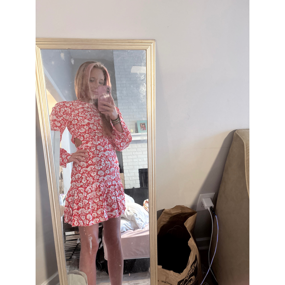 Topshop Dresses & Skirts - Topshop Red Floral Cutout Mini Dress